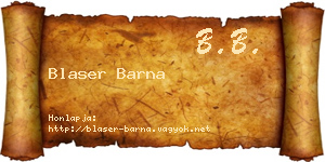 Blaser Barna névjegykártya